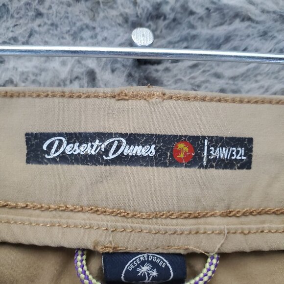 Desert Dunes Pants Mens 34x32 Tan Straight Stretch Nylon Lightweight *Read* - Picture 2 of 13